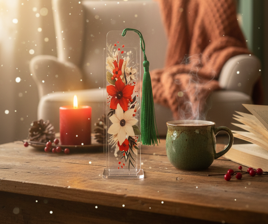 Marque-Page Acrylique "Bouquet de Noël"