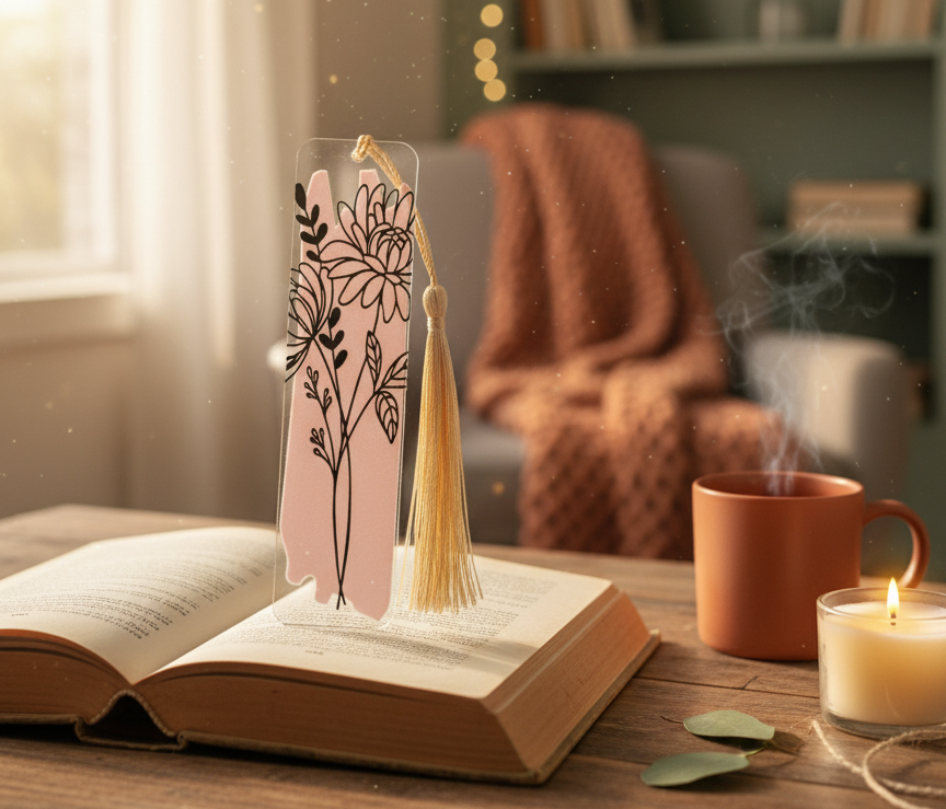 Marque-Page Acrylique "La Fleur Épanouie"