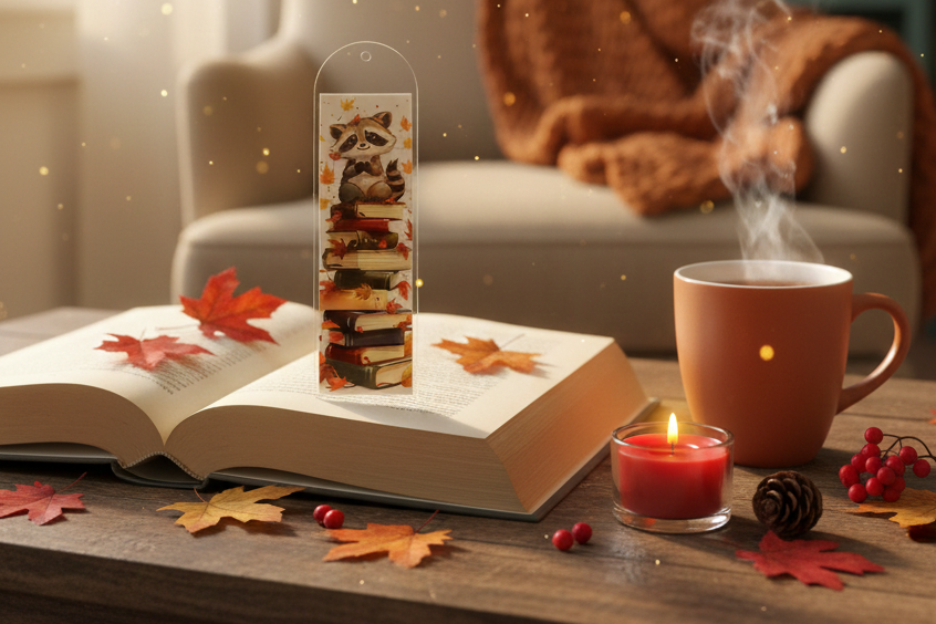 Marque-Page Acrylique "Le Raton Laveur Lecteur"