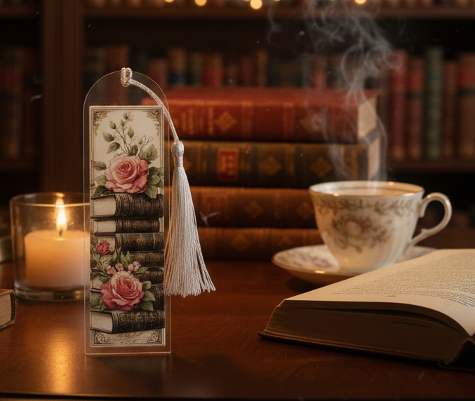 Marque-Page Acrylique "Les Roses du Manuscrit"