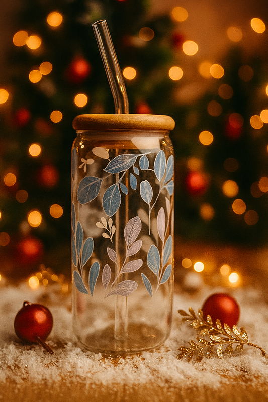 🌿 Verre “Feuilles Givrée” – Édition Exclusive